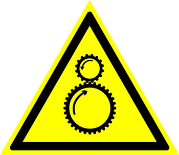 W29 осторожно! возможно затягивание между вращающимися элементами (пленка, сторона 200 мм) - Знаки безопасности - Предупреждающие знаки - Магазин охраны труда и техники безопасности stroiplakat.ru